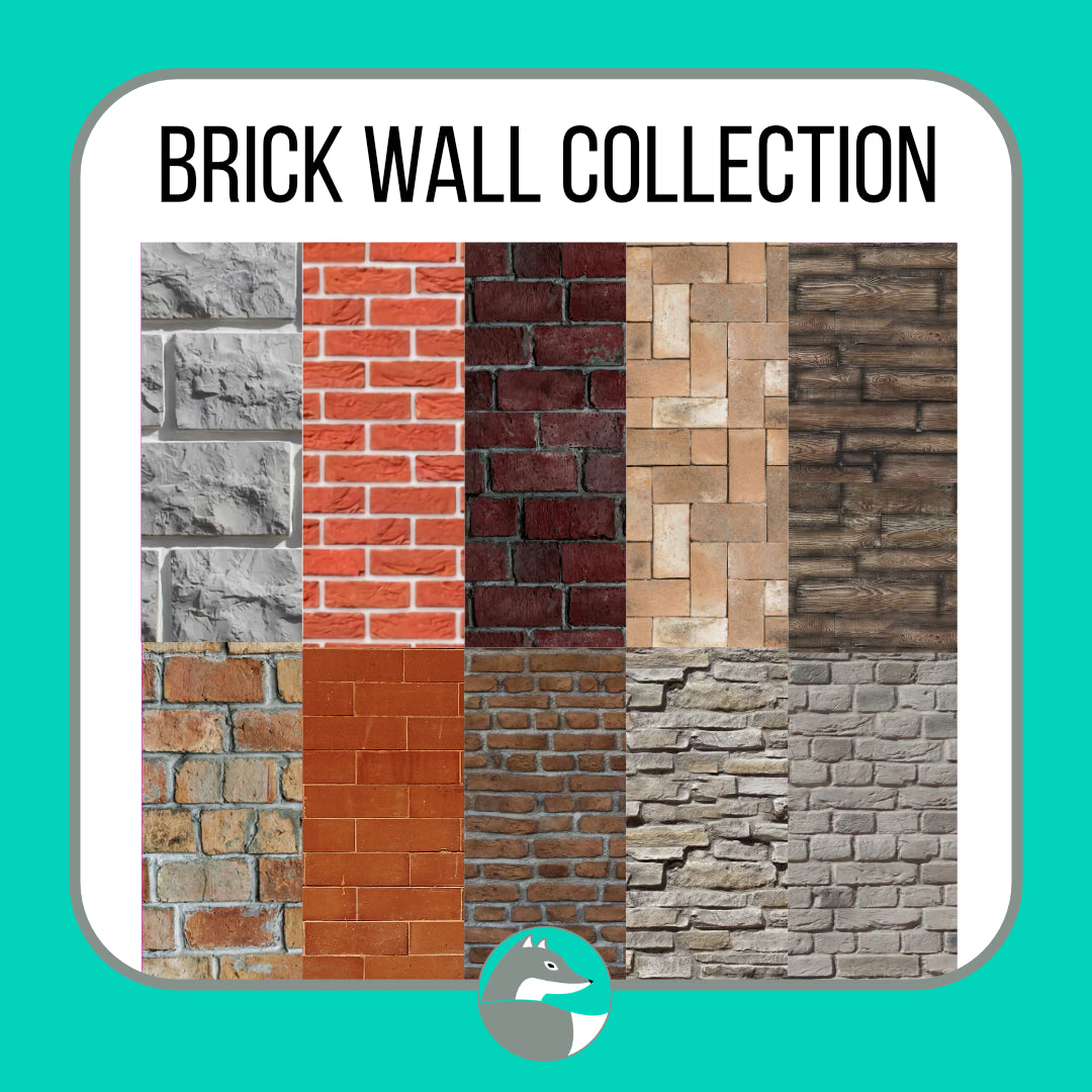 Brick Wall Collection (not seamless) - Silver Fox Vinyl